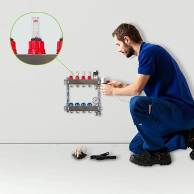 Radson vloerverwarmingsverdeler met debietmeters