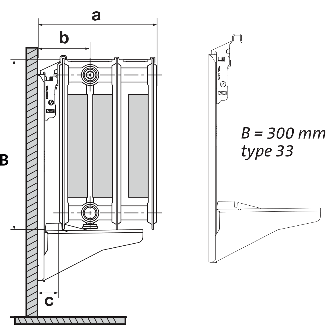 Radiateur Parada Plinthe D double type 44, FFCV442000700 925W Radson