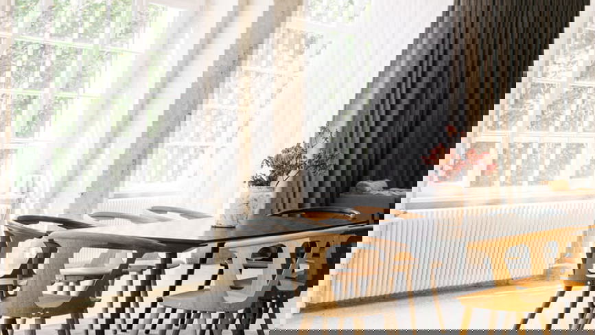 TB delta next to a table for 8